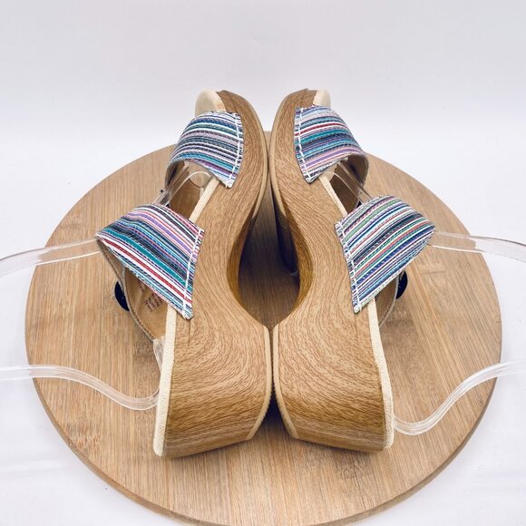 Dansko Sophie Sandals Womsns 9 40 Blue Leather Double Strap Slides Peep - Picture 10 of 12